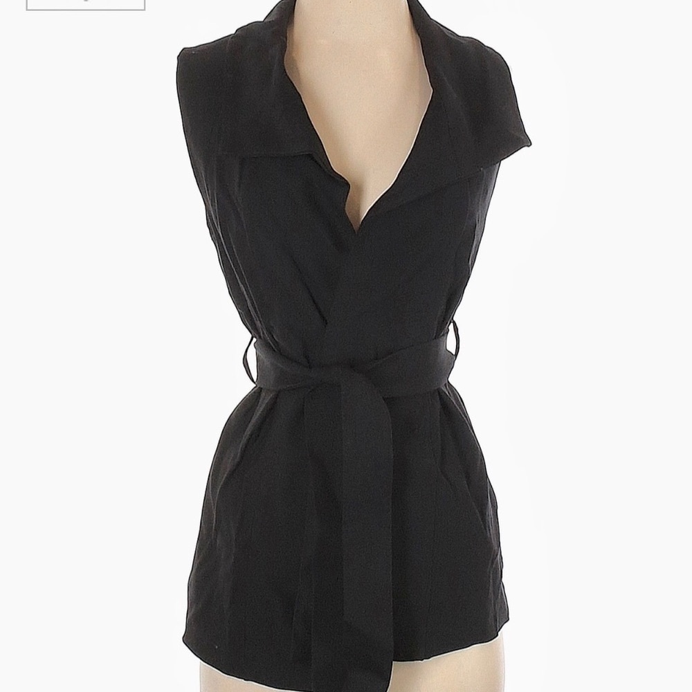 Jarbo $325 Belted Vest Top Pockets Black 0 NWT - Picture 2 of 9